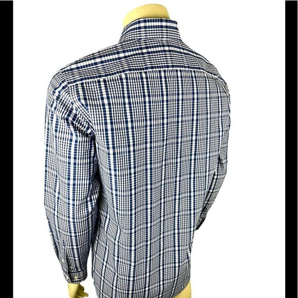 NWOT 1901 Nordstrom L/S Casual Button Down Trim Fit Navy/White Plaid Sz 16/34-35 - Picture 2 of 9
